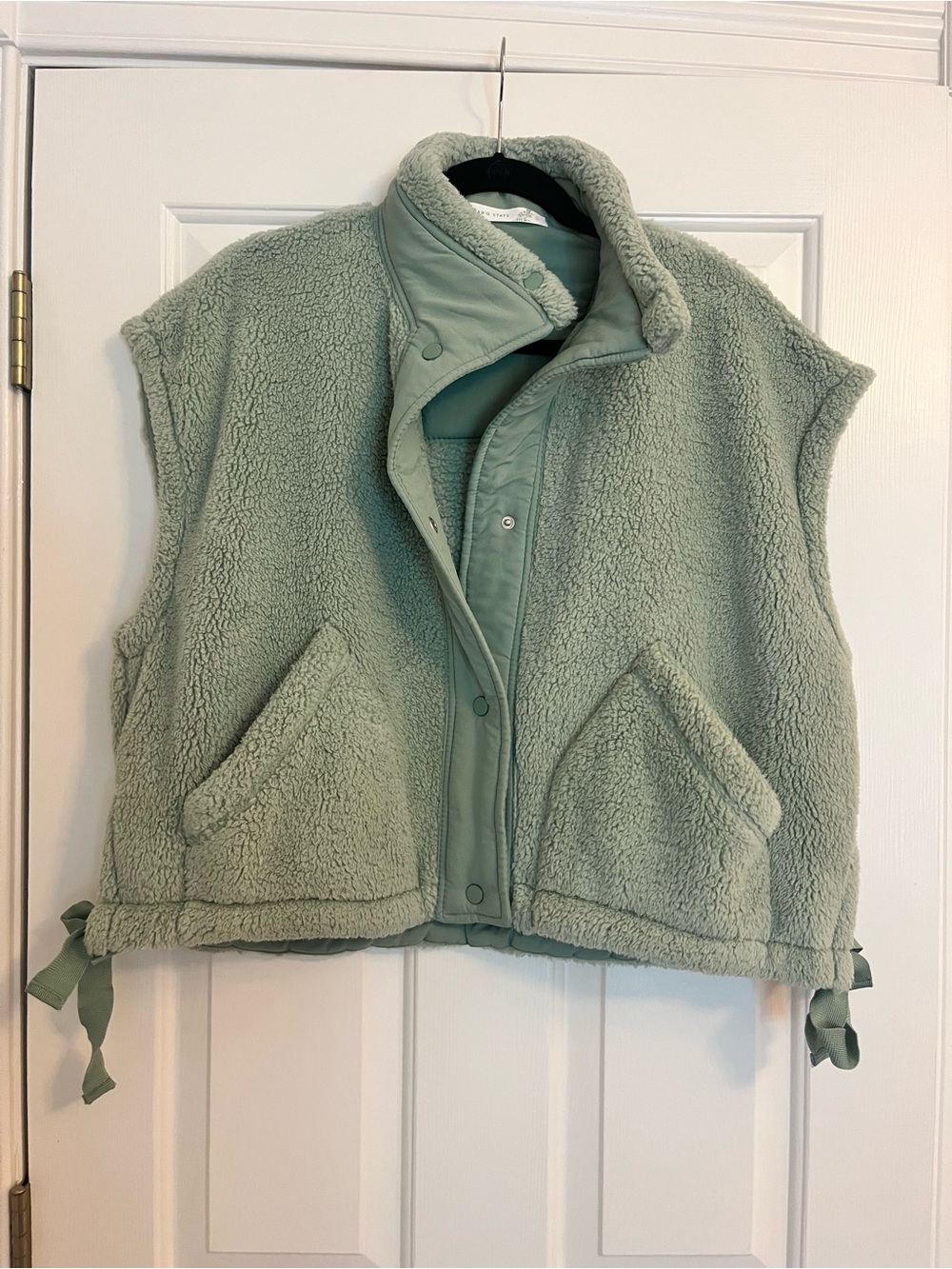 Altar'd State Sage Green Teddy Sherpa Jacket Vest